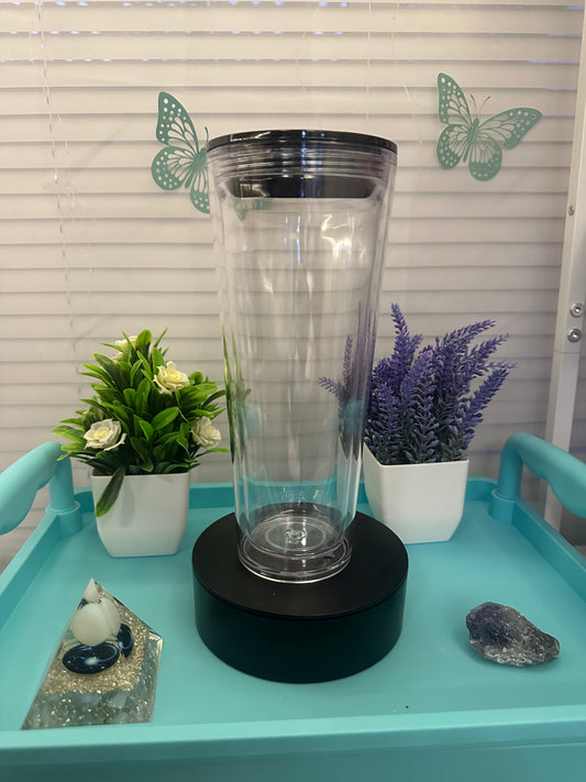 24 oz Acrylic Snow Globe W Black Lid